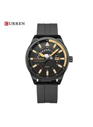 Curren Analog Watch for Men with Silicone Band, 8421-bLK, Black