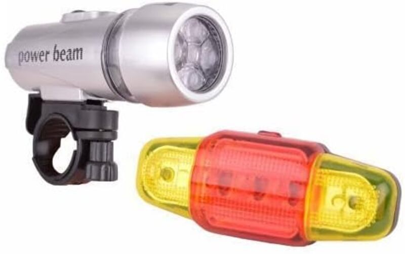 USB Rechargeable Bike Light Set, 4 Modes, Super Bright LED Front Headlight & Rear Taillight, Easy Install-Multicolour