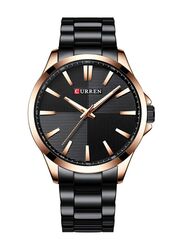 Curren Analog Watch for Men with Stainless Steel Band, 8322, Black