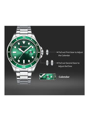 Curren Analog Watch for Men with Stainless Steel Band, Water Resistant, 8388-2, Silver-Green