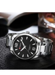 Curren Analog Watch for Men with Alloy Band, Water Resistant, Black-Silver