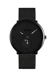 SKMEI Analog Watch for Men with Metal Band, Water Resistant, 9185, Black