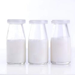 200ml Glass Milk Bottle with Plastic Lids (Pack of 3)