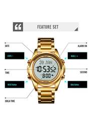 SKMEI Digital Watch for Men with Alloy Band, Water Resistant, J4610G-B, Gold-Black