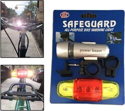 USB Rechargeable Bike Light Set, 4 Modes, Super Bright LED Front Headlight & Rear Taillight, Easy Install-Multicolour