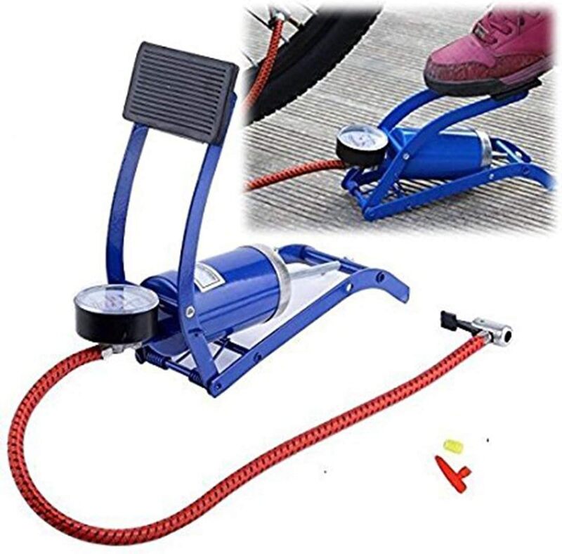 Generic Air Foot Pump 150 PSI, Heavy Compressor for Bike,Car,Cycles,& All Other Vehicles-Blue