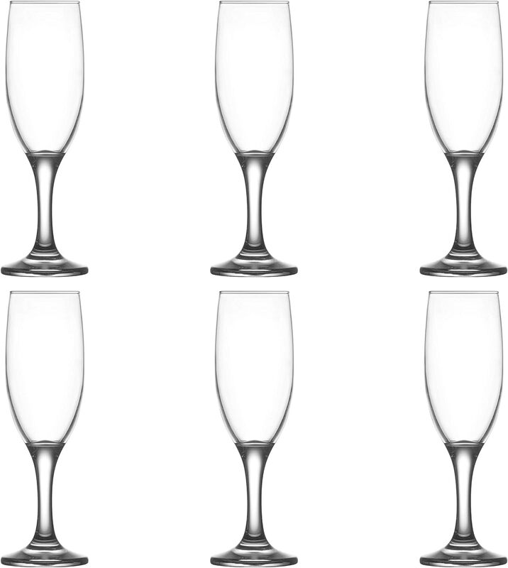 Champagne Flute Glasses, Set of 6, 8 oz Crystal Square and 210 ml Madison Flutes Glass for Sparkling Wine-Transparent