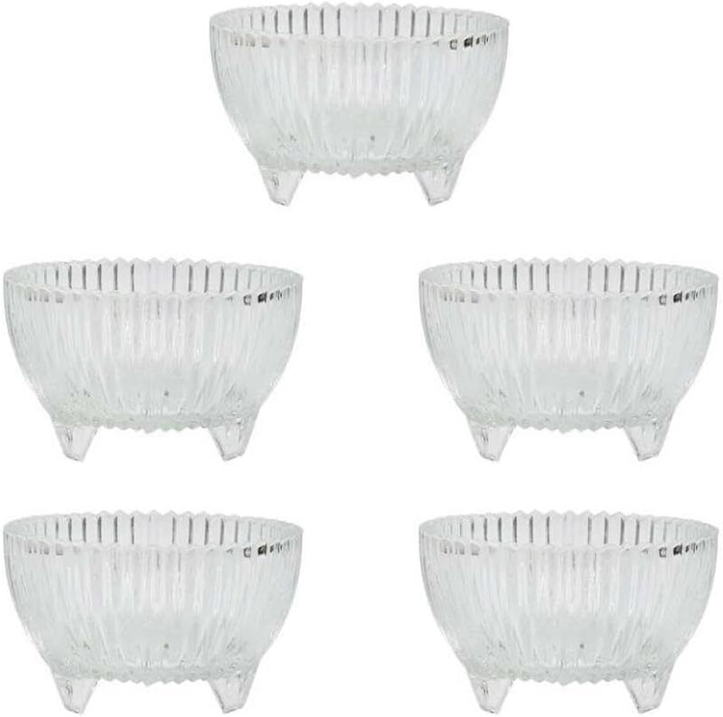 Glass Salad Bowls, 5 Pcs, 245 ml, Large Capacity, Microwave & Dishwasher Safe-Transparent