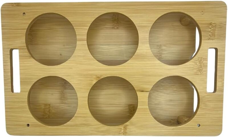 Bamboo Serving Trays, 6 Holes,19Cm X 27Cm X 6Cm, Light Brown