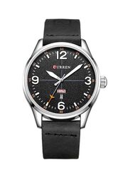 Curren Analog Watch for Men with Leather Band, Water Resistant, 8265, Black