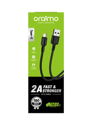 Oraimo 1-Meter DuraLine Fast Charging Data Cable, USB Type A To USB Type C for Smartphones/Tablets, Black