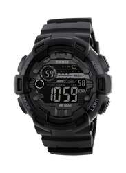 SKMEI Digital Watch for Men with Silicone Band, Water Resistant, 1243, Black-Grey