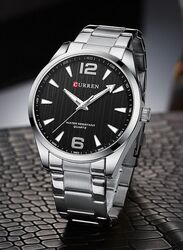 Curren Analog Watch for Men with Alloy Band, Water Resistant, Silver-Black