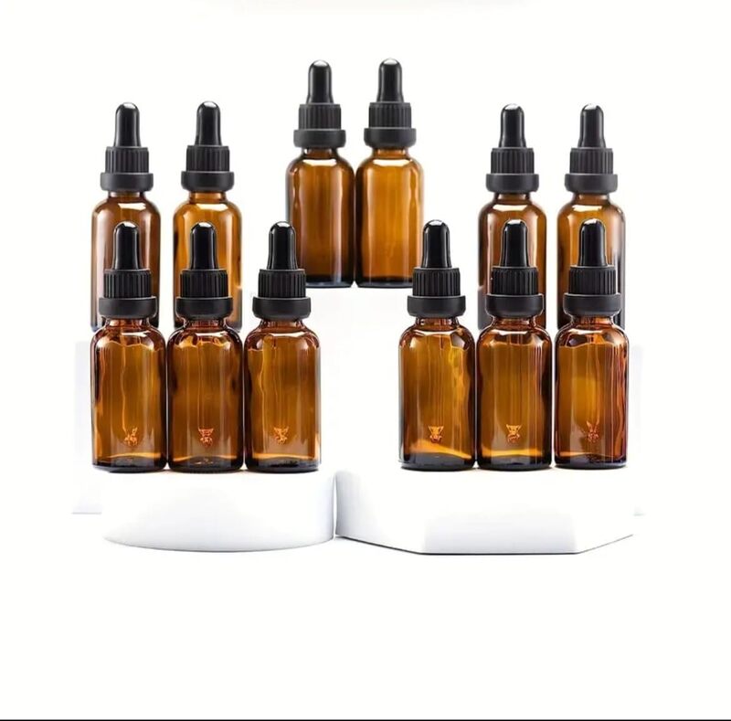 Amber Dropper Bottles,30ml, Pack of 12 -Brown