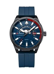 Curren Analog Watch for Men with Silicone Band, Water Resistant, 8421, Blue