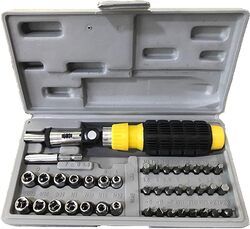 41 Piece 3-Way Adjustable Ratchet Driver Screwdriver Set with Bits and Sockets