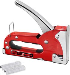 Staple Gun with 200 Staples, Manual Stapler Gun Machine-Red