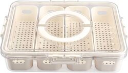 Large Capacity Storage Containers for Fridge with Lid and Handle, 4 Removable Portable Food Box Container with strainers