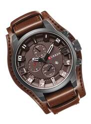 Curren Analog Watch for Men with Leather Band, Water Resistant, 8225, Brown