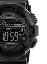 SKMEI Digital Watch for Men with Silicone Band, Water Resistant, 1243, Black-Grey