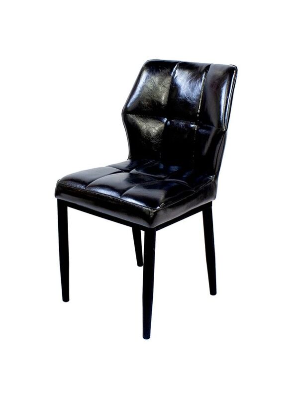 Jilphar Furniture Leather with Steel Legs Chair, Black