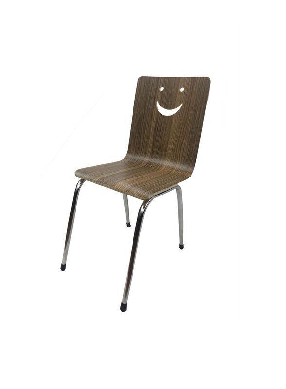 

Jilphar Furniture Smiley Face Solid Back Dining Chair, Dark Brown
