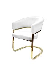 Jilphar Furniture Halfmoon U Velvet Sofa Chair, White