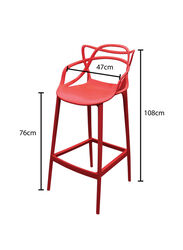 Jilphar Furniture Molded High Bar Dining Chair, Red
