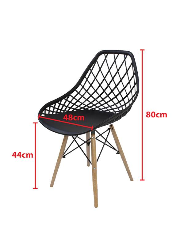 Jilphar Furniture Fiber Plastic Dining Chair with Wooden Legs, Black