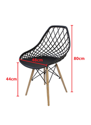 Jilphar Furniture Fiber Plastic Dining Chair with Wooden Legs, Black