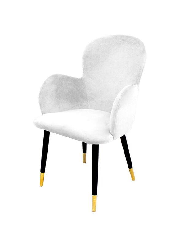 

Jilphar Furniture Velvet Armchair With Black Legs Gold Tips, White