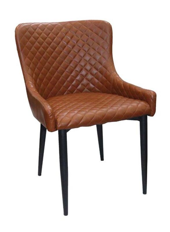Jilphar Armless Leather Dining Chair, Brown