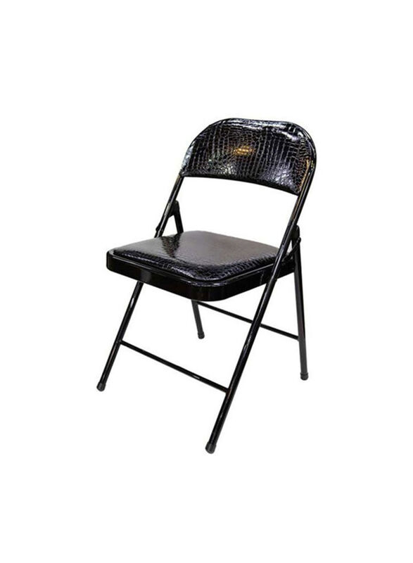 Jilphar Furniture Premium Snake Skin Design Leather Folding Chair, Black