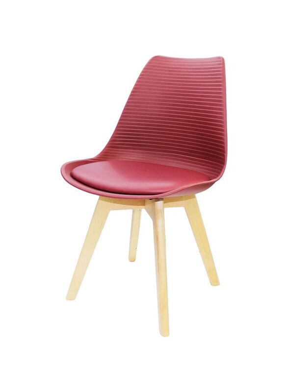 Jilphar Furniture Dining Premium Chair with Wood Leg & Leather Padded Seat, Red