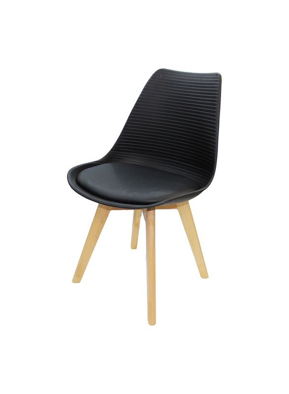 Jilphar Furniture Dining Wood Leg & Leather Padded Seat Premium Chair, Black