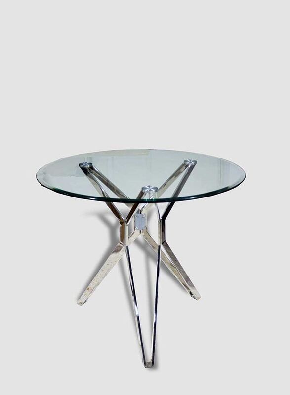 Jilphar Furniture Restaurant Dining Table Stainless Steel Legs with Tempered Glass, Clear