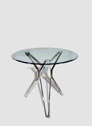 Jilphar Furniture Restaurant Dining Table Stainless Steel Legs with Tempered Glass, Clear