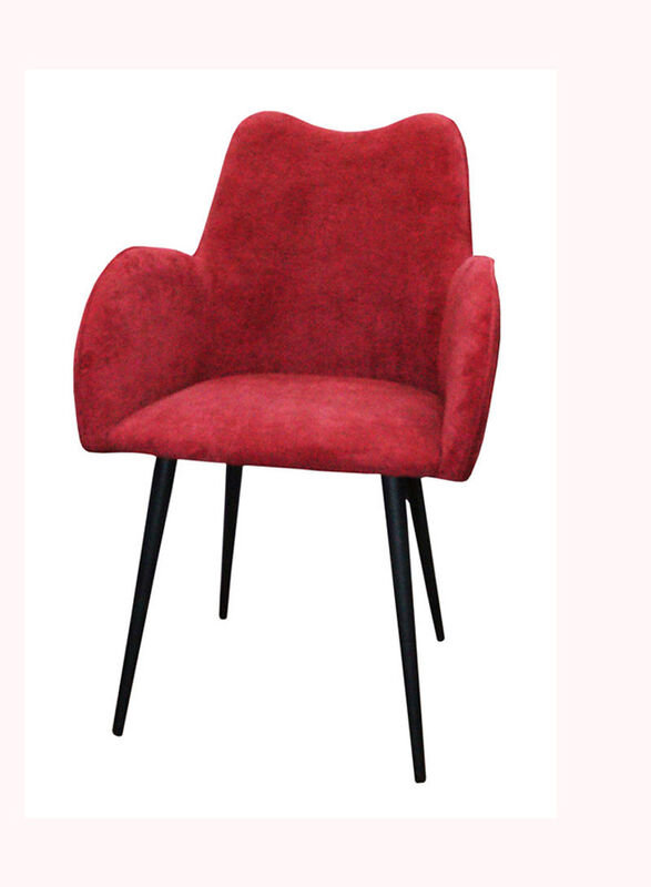 Jilphar Furniture Modern Polyester Fabric Dining Chair with Coated Steel Leg, Red