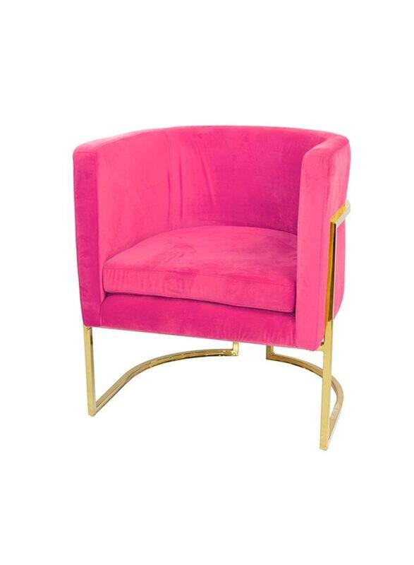 

Jilphar Furniture Halfmoon Sofa Premium Velvet Pink With Gold Frame, Pink