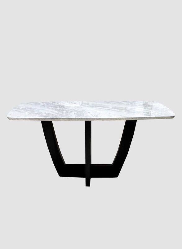 

Jilphar Furniture Luxury Dining Table Marble Top with Designed Base, White/Black