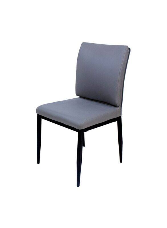 

Jilphar Furniture Synthethic Leather Chair with Black Steel Legs, Grey