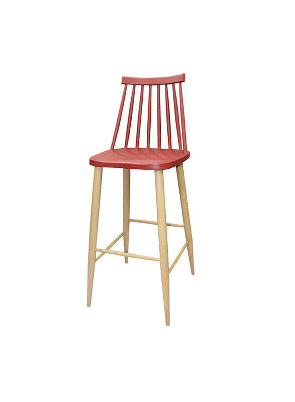 Jilphar Furniture Modern High Bar Chair with Metal Legs, Red