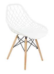 Jilphar Furniture Fiber Plastic Dining Chair with Wooden Legs, White