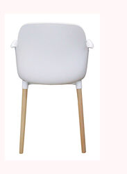 Jilphar Furniture Fiber Plastic Chair With Wooden Color Metal Legs, White