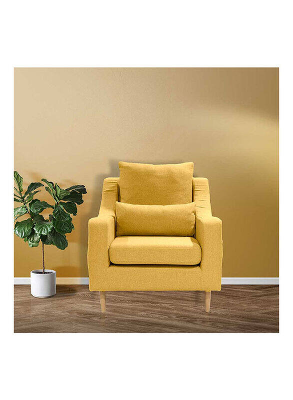 

Jilphar Furniture Padded Arms Fabric Sofa with Pillow & 2 Side Pockets, Yellow