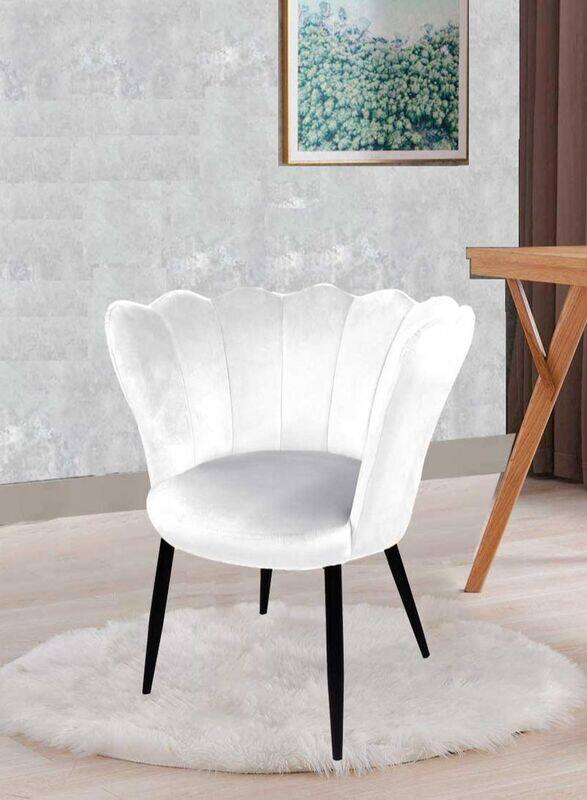 

Jilphar Furniture Ripple Velvet Arm Dining Chair, White