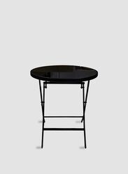 Jilphar Furniture Restaurant Dining Folding Table with Tempered Glass, Black