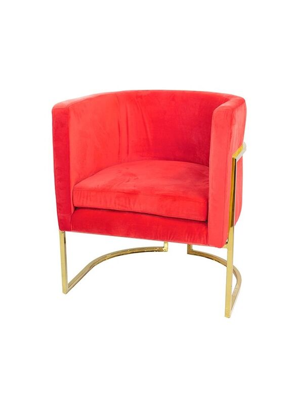 Jilphar Furniture Premium Velvet with Gold Frame Halfmoon Sofa, Red