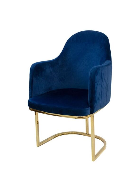 Jilphar Furniture Halfmoon Sofa Premium Velvet with Frame, Blue/Gold