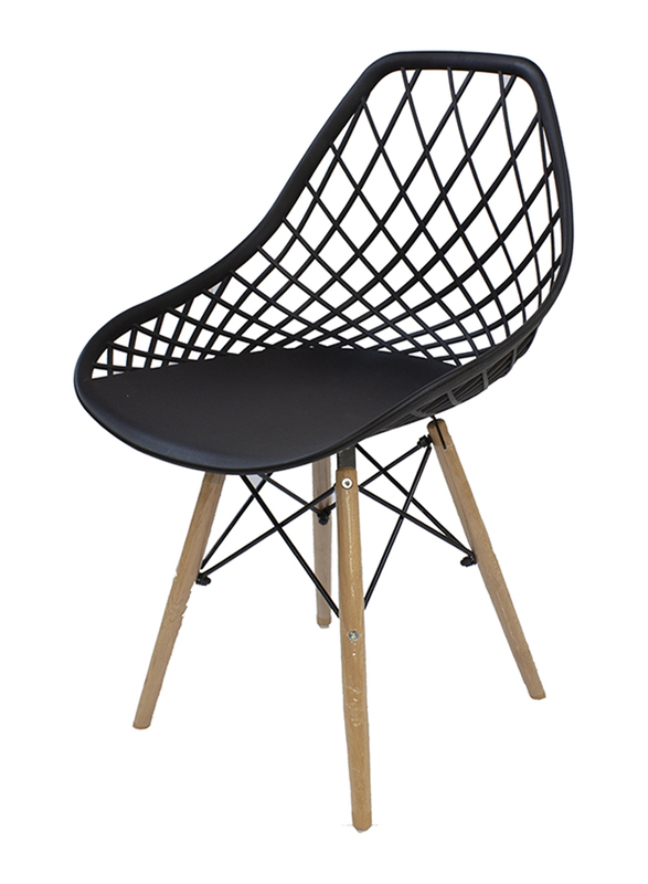 

Jilphar Furniture Fiber Plastic Dining Chair with Wooden Legs, Black